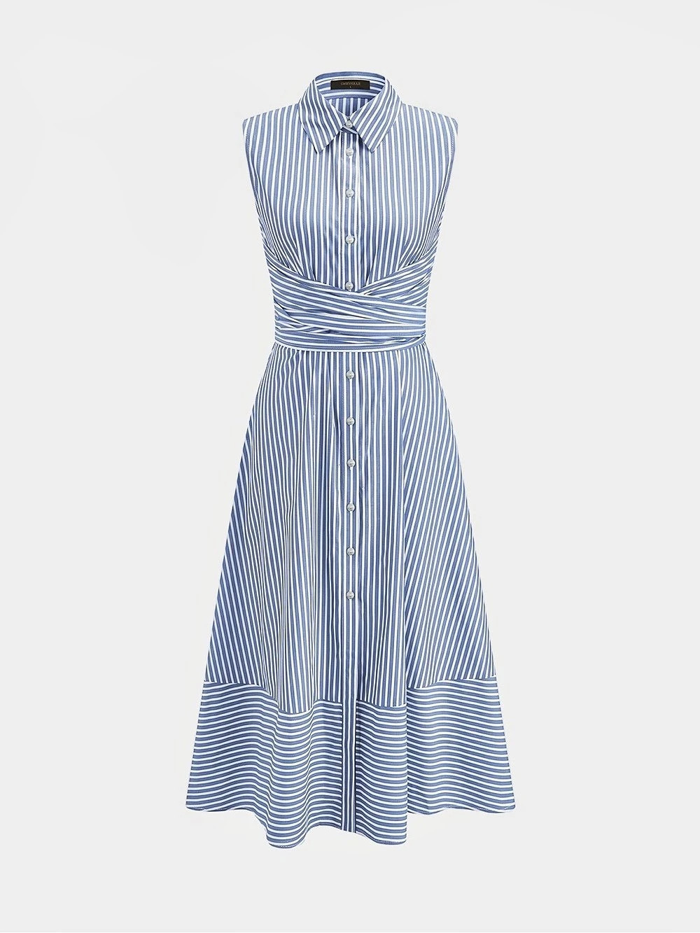 Commense Collared Striped Midi Dress in Blue & White NWT (L)